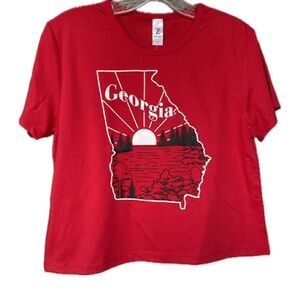 Georgia Red, White, and Black Crop Top (XL)